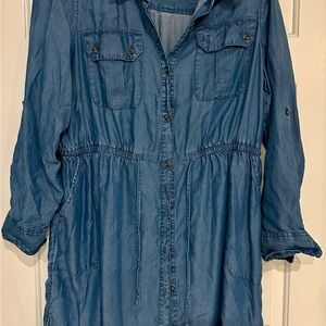 Time and Tru Soft Chambray Utility Shirt Dress XL